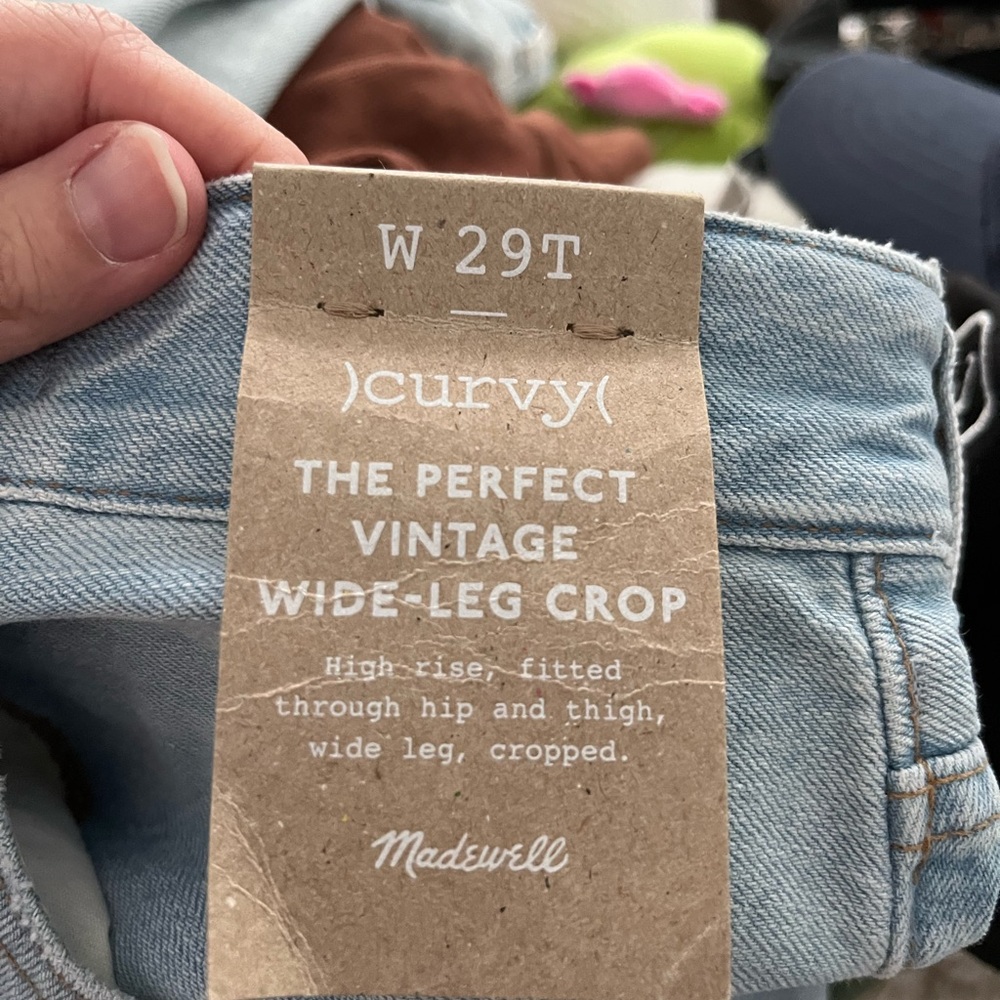 Madewell Women's Light Blue Curvy Perfect Vintage Wide-Leg Crop Jeans in TALL
